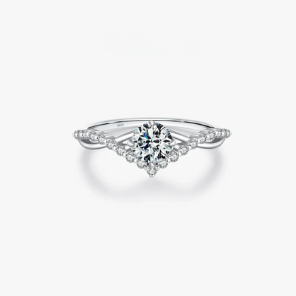 Crown Moissanite Sterling Silver Ring