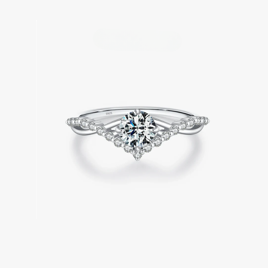 Crown Moissanite Sterling Silver Ring