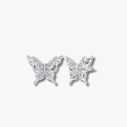 Opal-Style Butterfly Sterling Silver Stud Earrings
