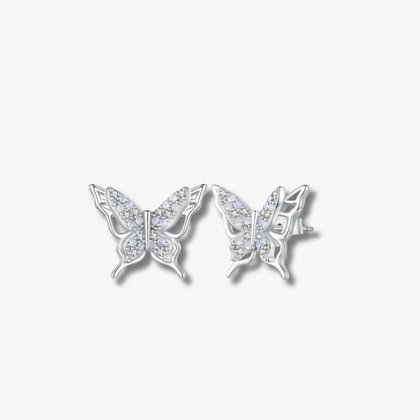Opal-Style Butterfly Sterling Silver Stud Earrings