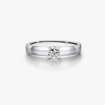 Classic Round Moissanite Sterling Silver Ring