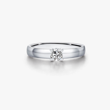 Classic Round Moissanite Sterling Silver Ring