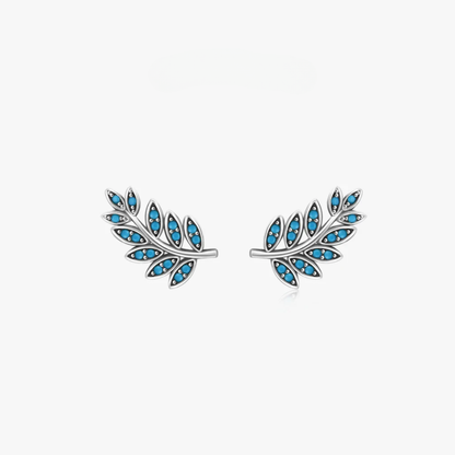 Turquoise Leaf Sterling Silver Stud Earrings