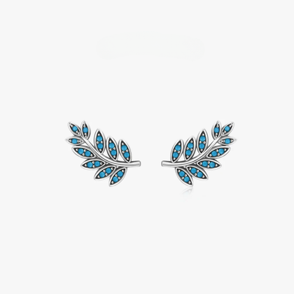 Turquoise Leaf Sterling Silver Stud Earrings