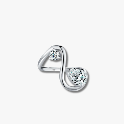 Sculptural Teardrop Zircon Sterling Silver Ring