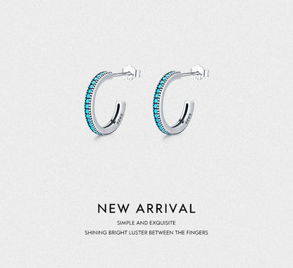 Turquoise Pavé Sterling Silver Hoop Earrings