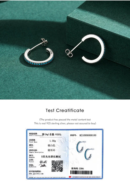 Turquoise Pavé Sterling Silver Hoop Earrings