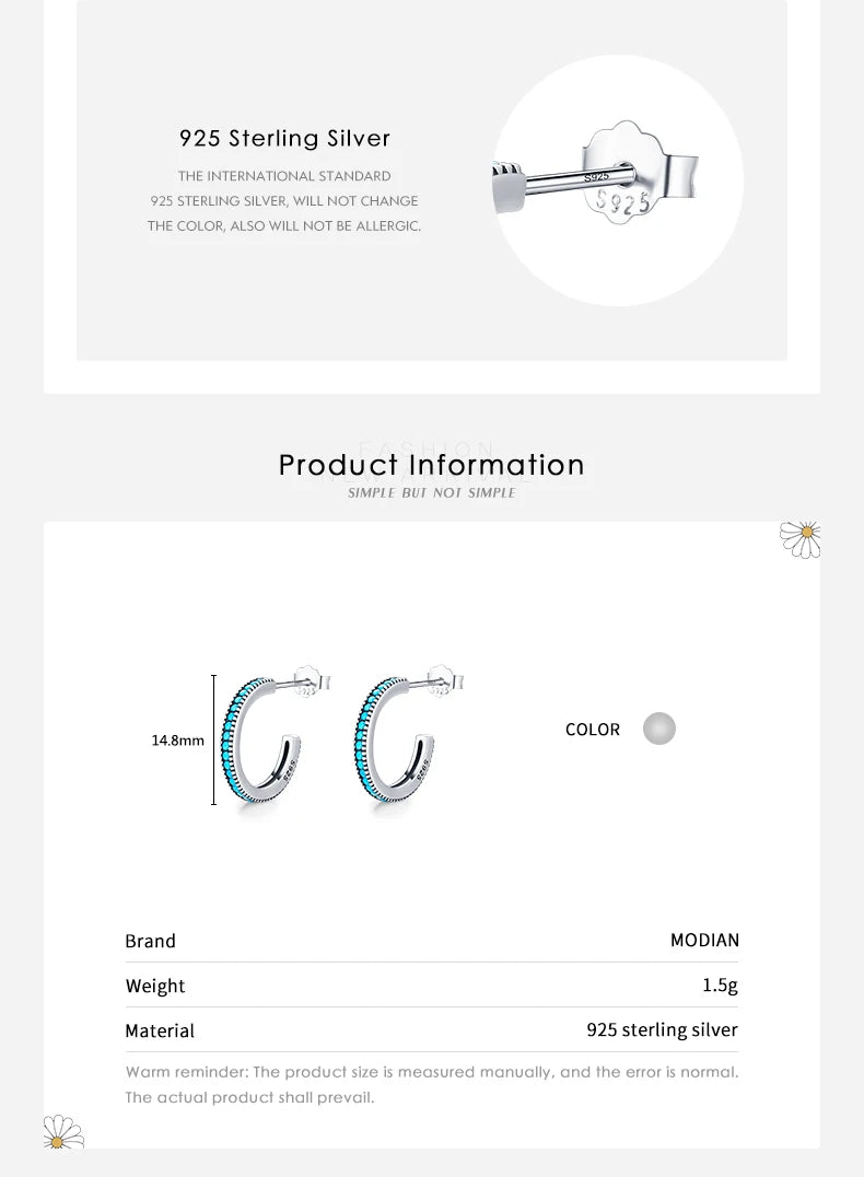 Turquoise Pavé Sterling Silver Hoop Earrings