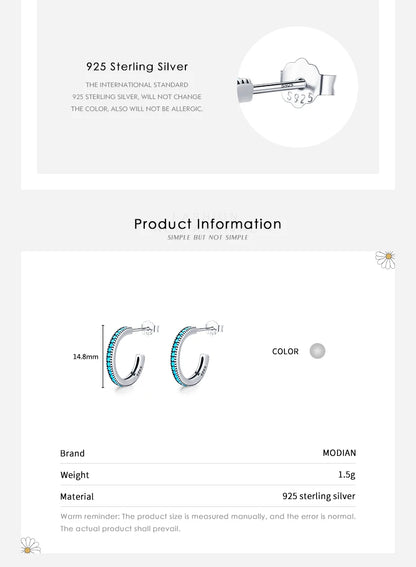 Turquoise Pavé Sterling Silver Hoop Earrings