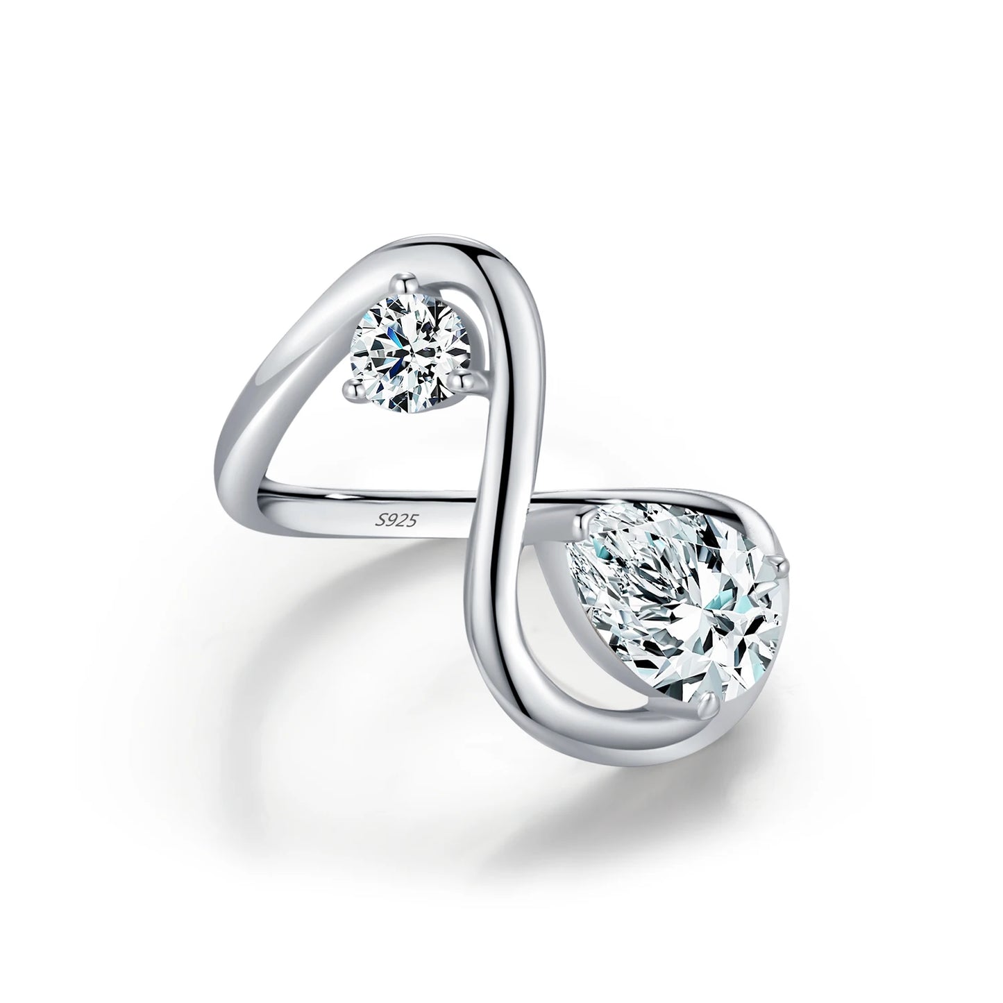 Sculptural Teardrop Zircon Sterling Silver Ring
