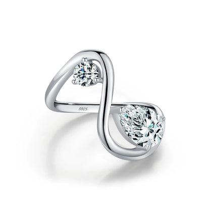 Sculptural Teardrop Zircon Sterling Silver Ring