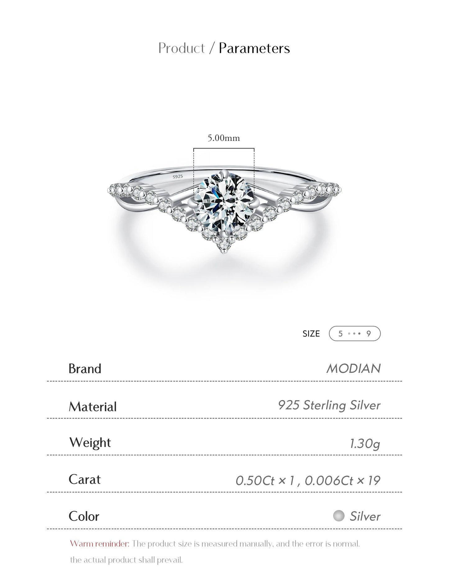 Crown Moissanite Sterling Silver Ring
