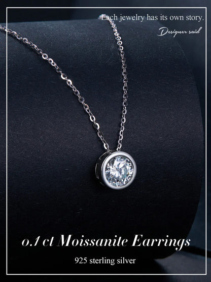 1ct Bezel Moissanite Sterling Silver Pendant Necklace