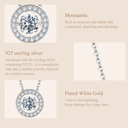 Dancing Halo Moissanite Sterling Silver Necklace
