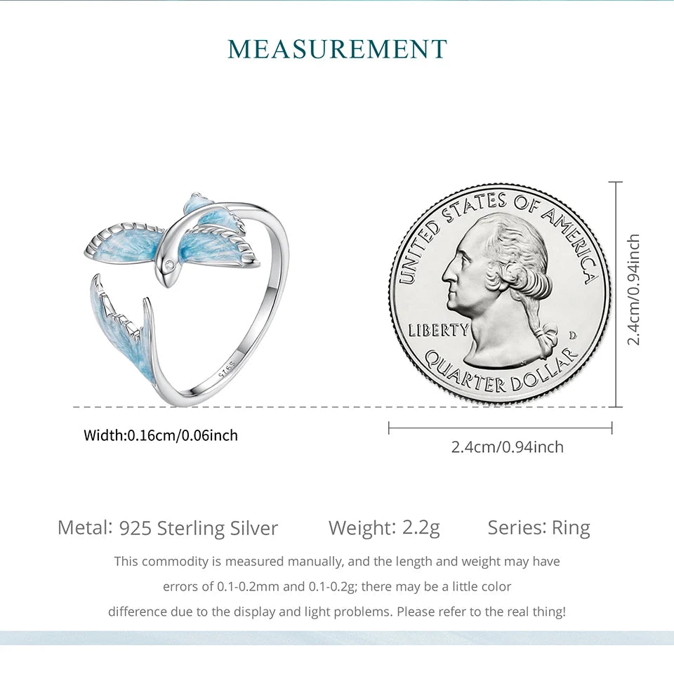 Hummingbird & Flower Sterling Silver Open Ring