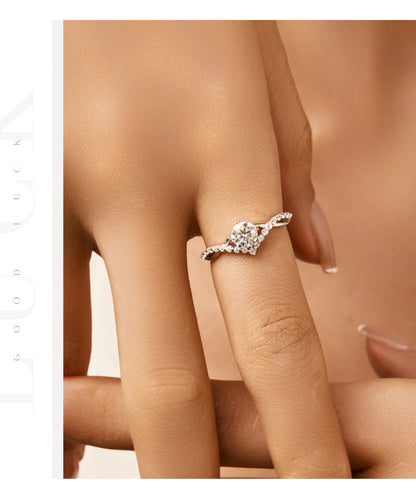 Crown Moissanite Sterling Silver Ring