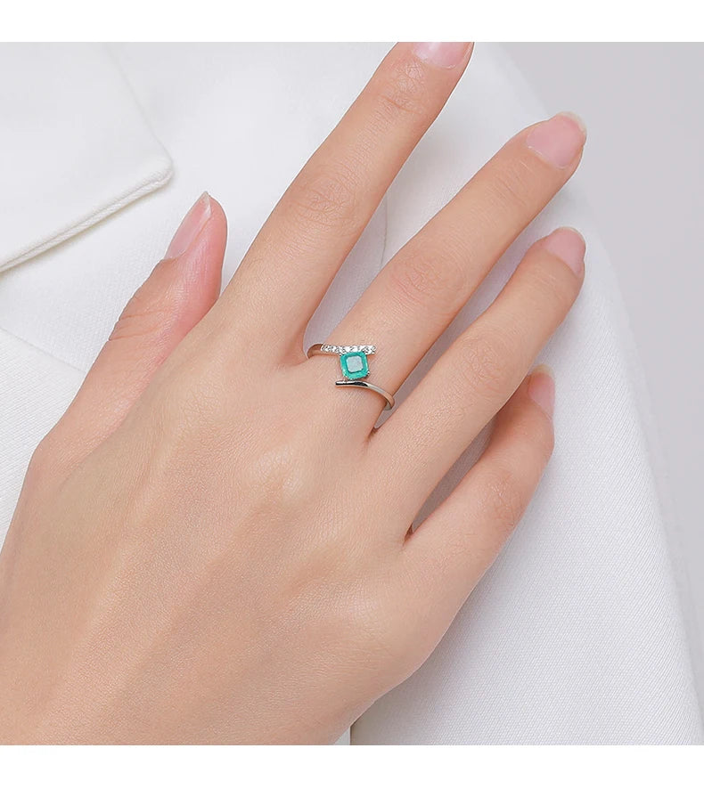 Aqua Tourmaline Sterling Silver Ring