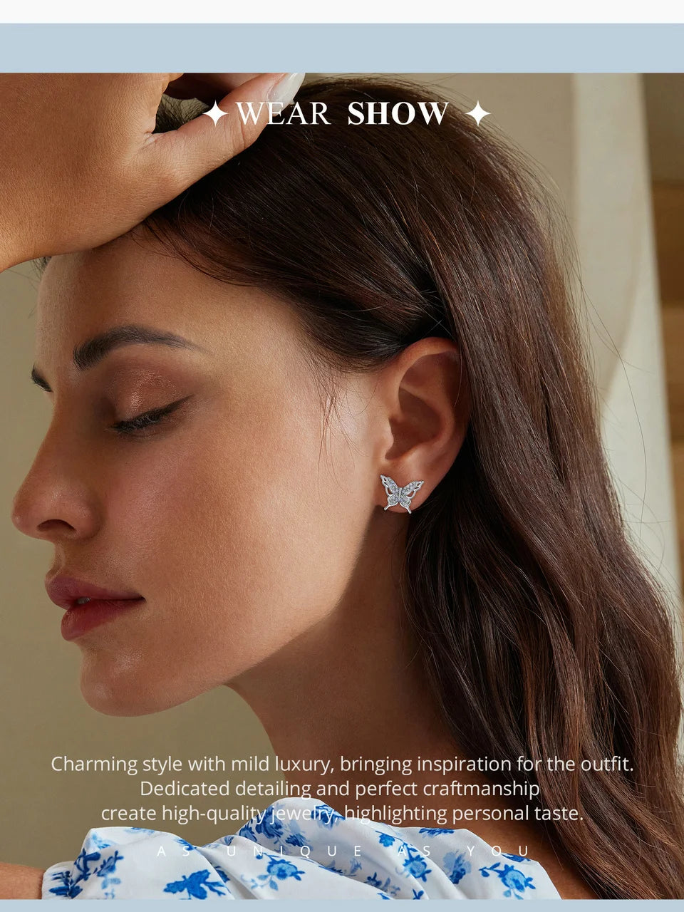 Opal-Style Butterfly Sterling Silver Stud Earrings