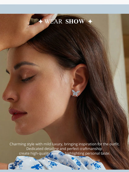 Opal-Style Butterfly Sterling Silver Stud Earrings
