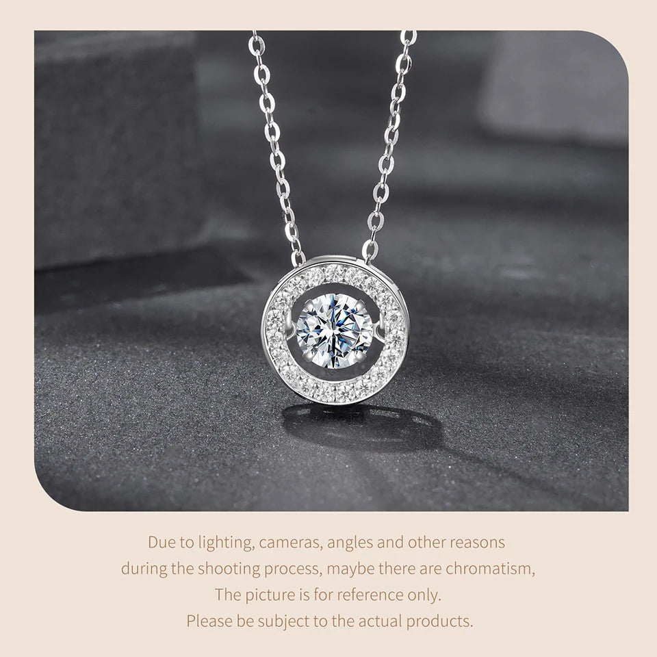 Dancing Halo Moissanite Sterling Silver Necklace
