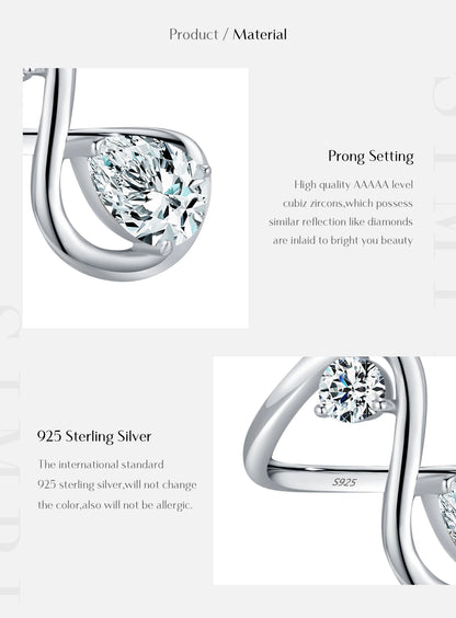 Sculptural Teardrop Zircon Sterling Silver Ring