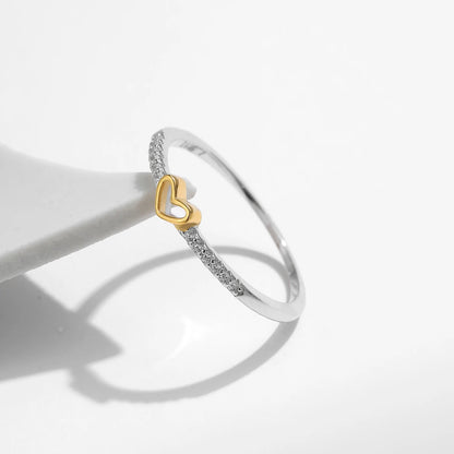 Gold-Tone Heart Pavé Sterling Silver Ring