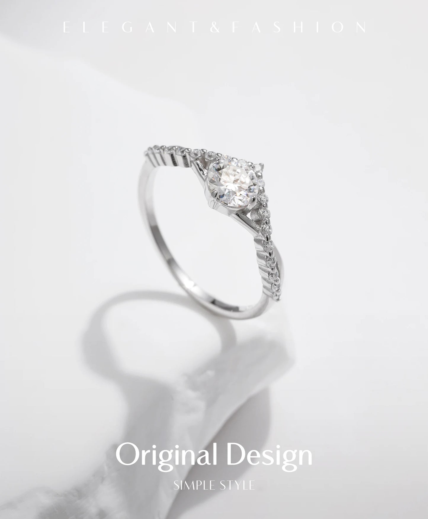 Crown Moissanite Sterling Silver Ring