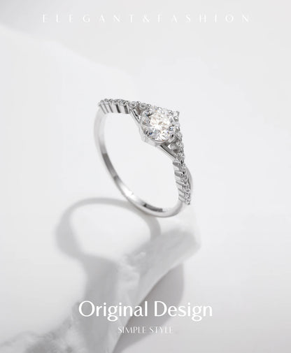 Crown Moissanite Sterling Silver Ring
