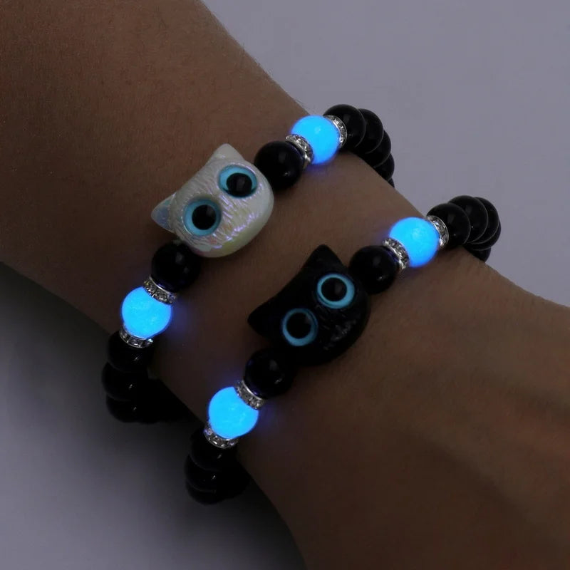 Luminous Cat Friendship Bracelet & Necklace Set
