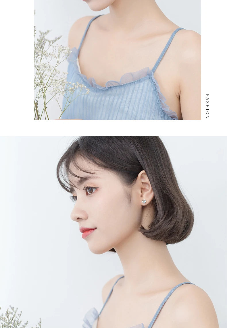 Sky Blue Crystal Sterling Silver Stud Earrings