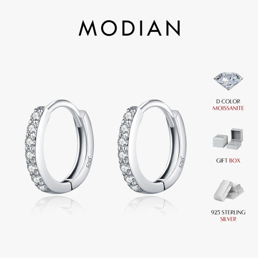 Moissanite Pavé Sterling Silver Hoop Earrings