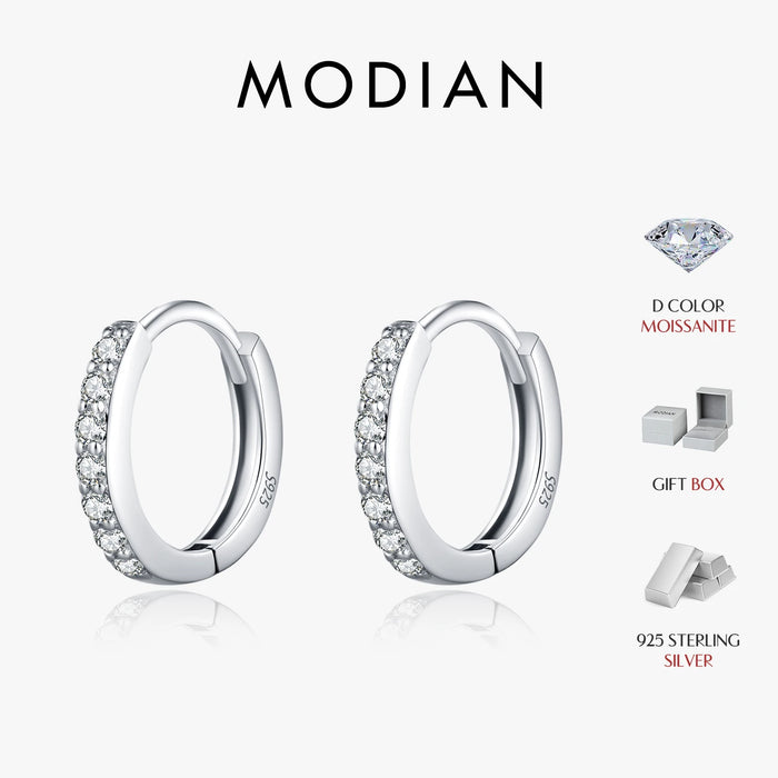 Moissanite Pavé Sterling Silver Hoop Earrings