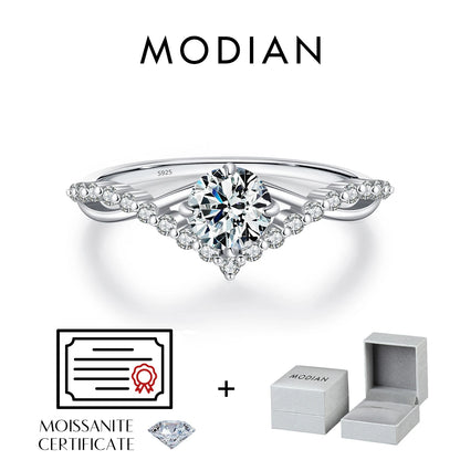Crown Moissanite Sterling Silver Ring