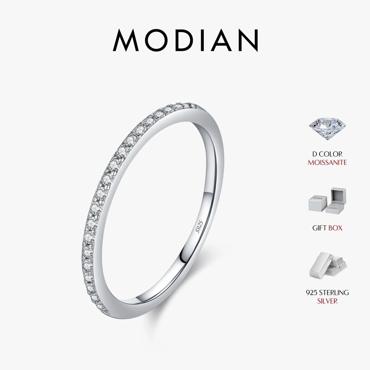 Moissanite Eternity Sterling Silver Band Ring