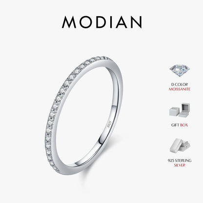 Moissanite Eternity Sterling Silver Band Ring