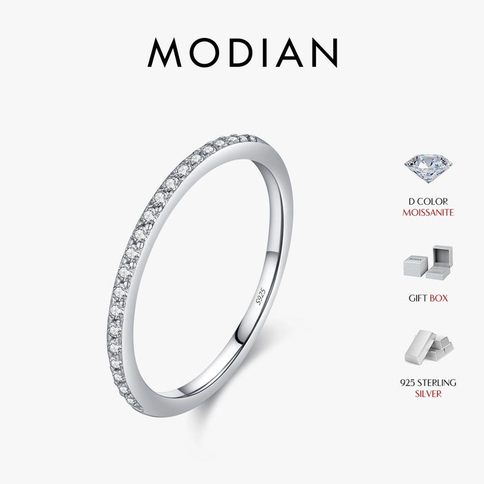 Moissanite Eternity Sterling Silver Band Ring