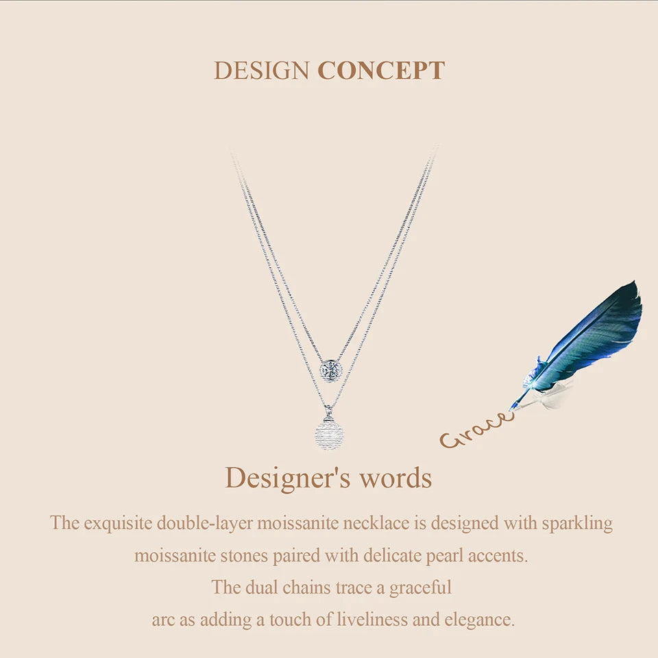 Moissanite & Pearl-Style Layered Sterling Silver Necklace