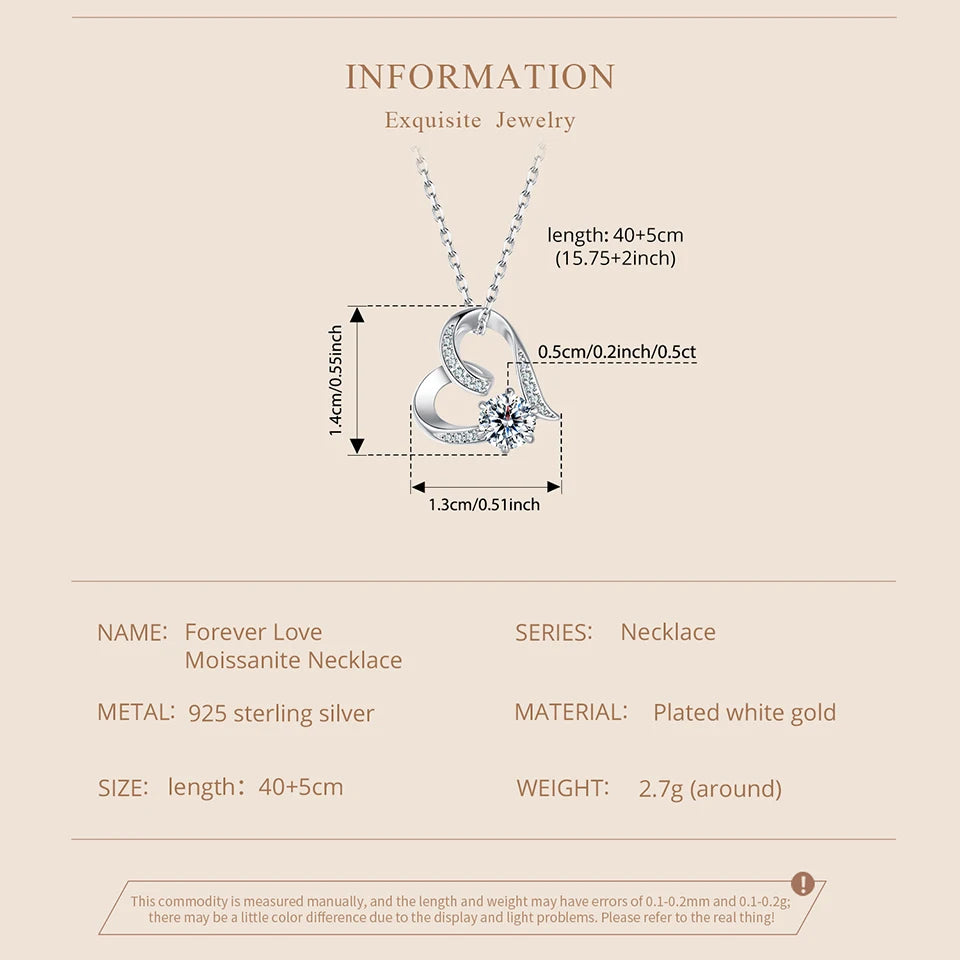 Moissanite Heart Pendant Necklace