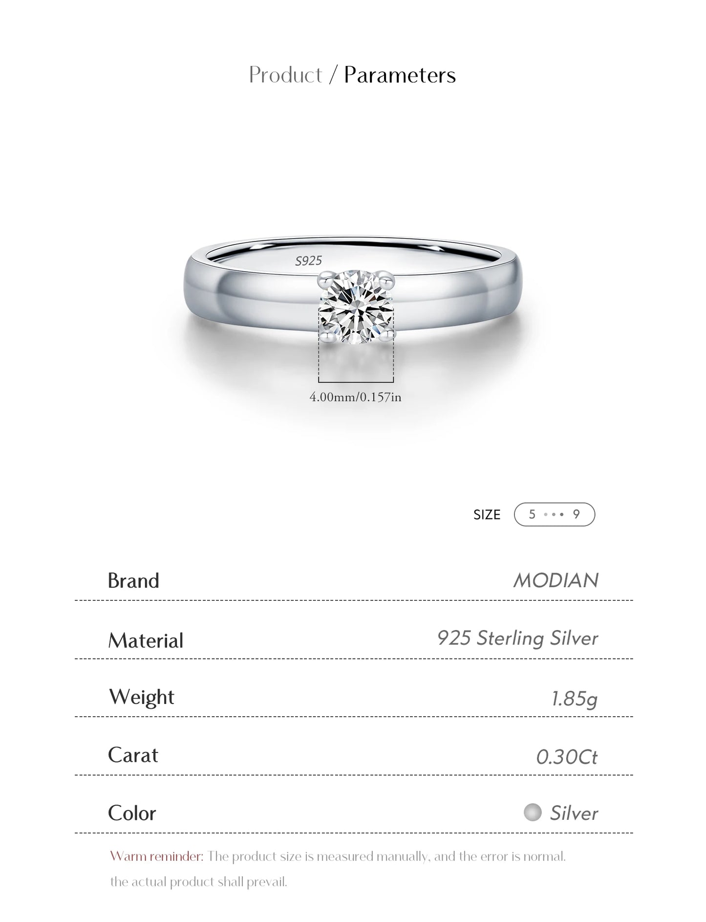 Classic Round Moissanite Sterling Silver Ring