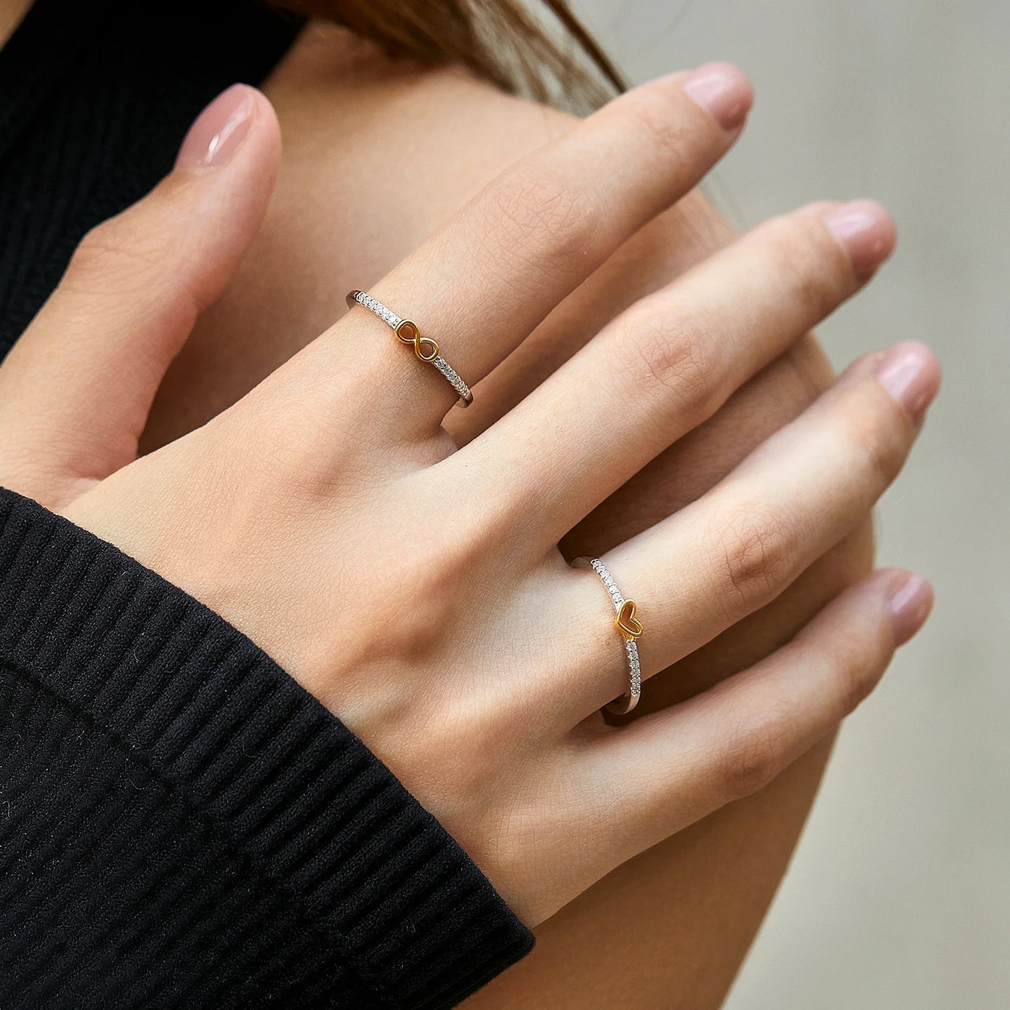 Gold-Tone Heart Pavé Sterling Silver Ring