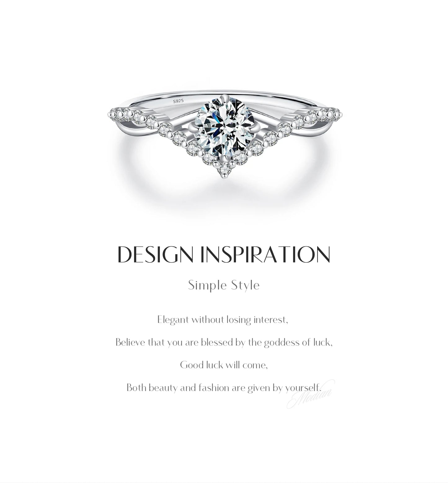 Crown Moissanite Sterling Silver Ring