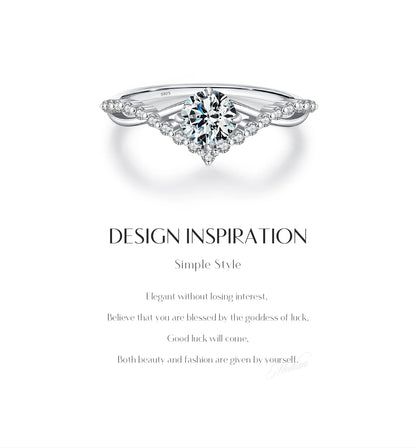 Crown Moissanite Sterling Silver Ring