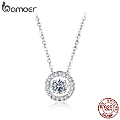 Dancing Halo Moissanite Sterling Silver Necklace