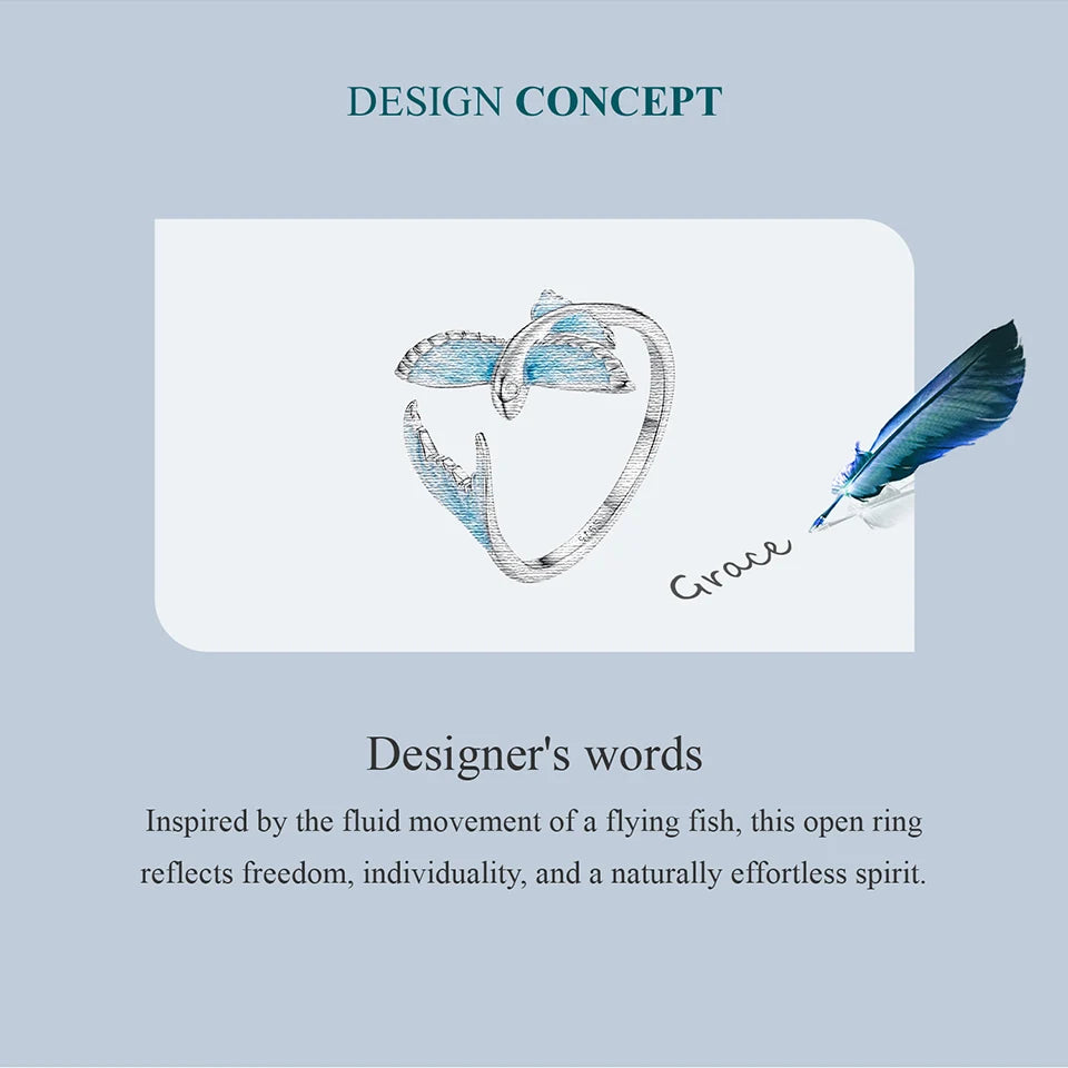 Hummingbird & Flower Sterling Silver Open Ring