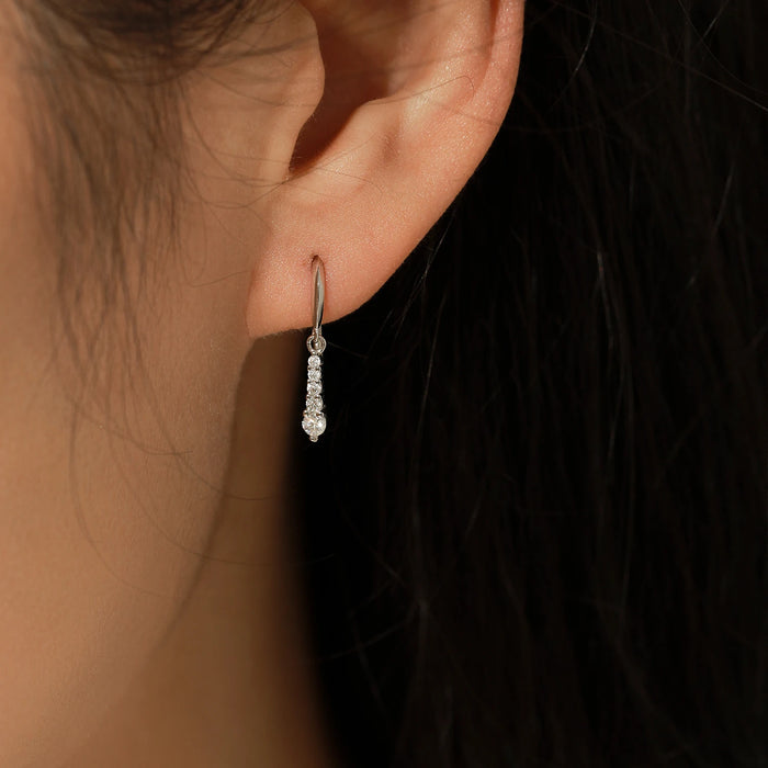 Graduated Moissanite Sterling Silver Drop Earrings
