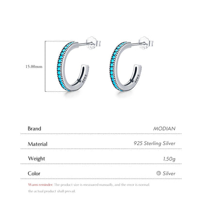 Turquoise Pavé Sterling Silver Hoop Earrings