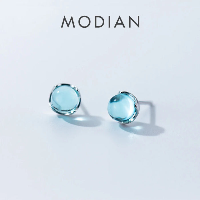 Sky Blue Crystal Sterling Silver Stud Earrings