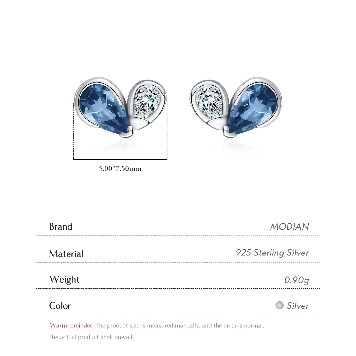 Colorful Heart Sterling Silver Stud Earrings