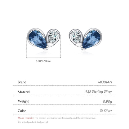 Colorful Heart Sterling Silver Stud Earrings