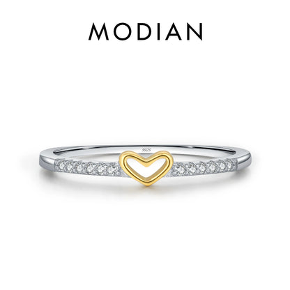 Gold-Tone Heart Pavé Sterling Silver Ring